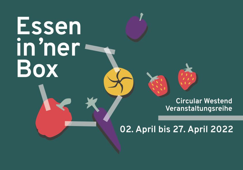 Flyer zum Programm: Lebensmittel auf grünem Hintergrund